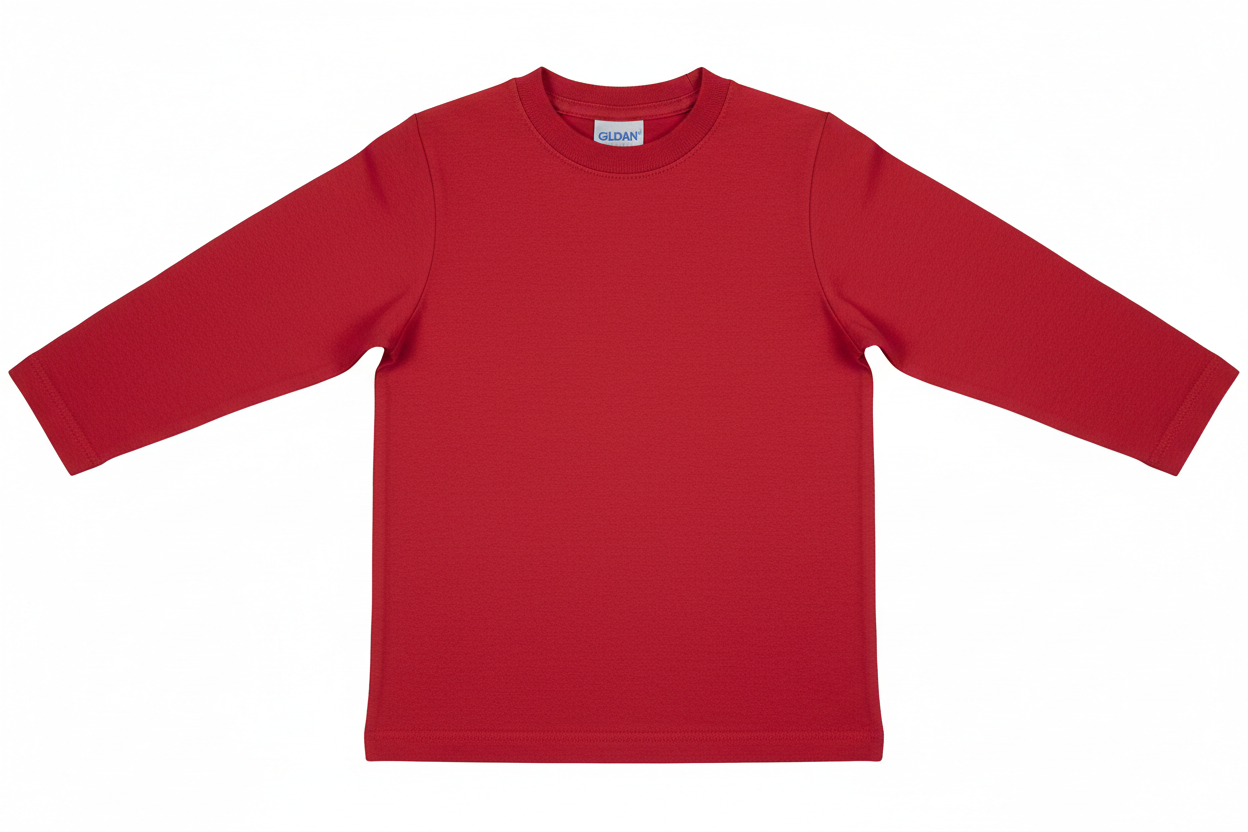 Red Gildan Youth Long Sleeve T-Shirt
