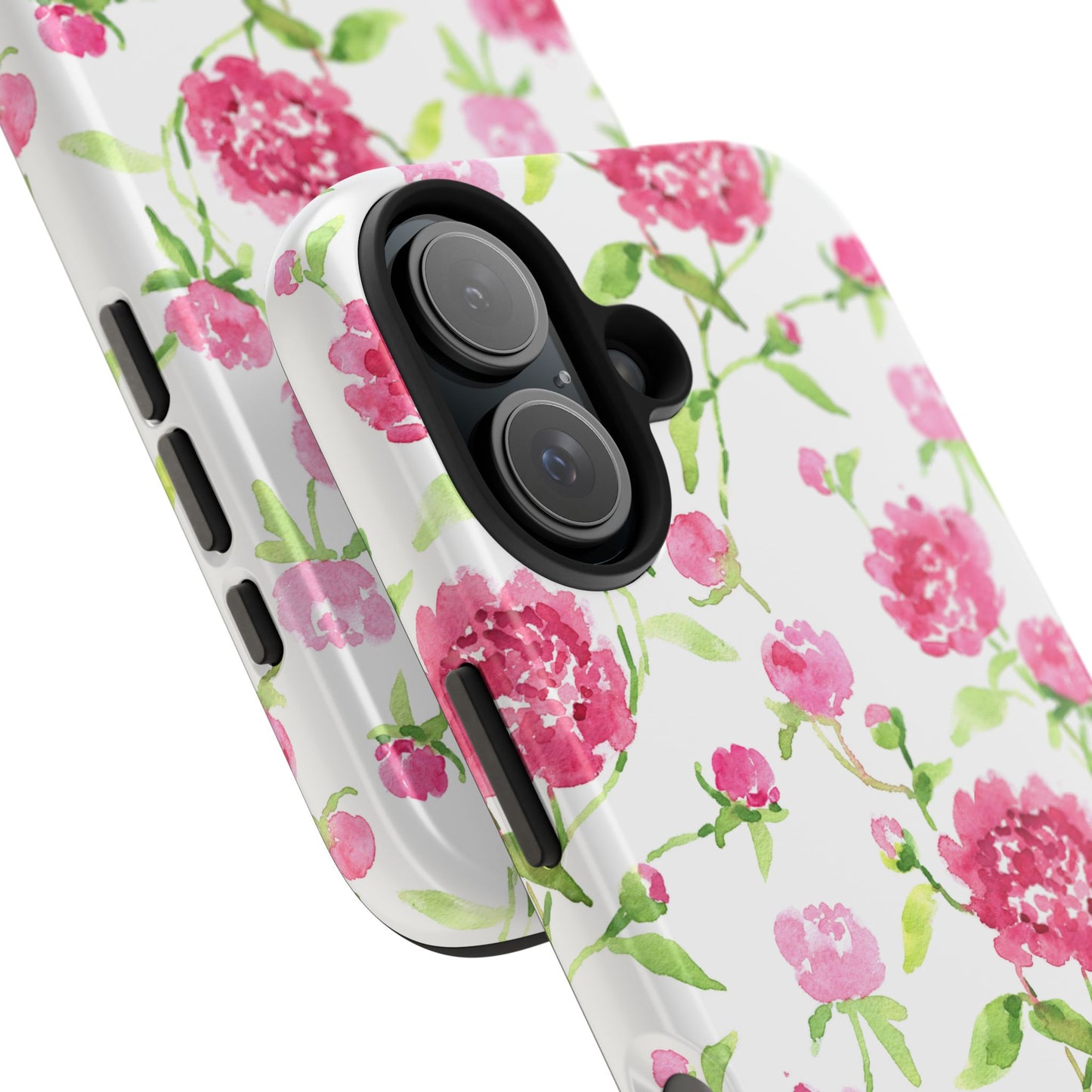 Floral Pink Peony Tough Phone Case — Protective Botanical Phone Cover