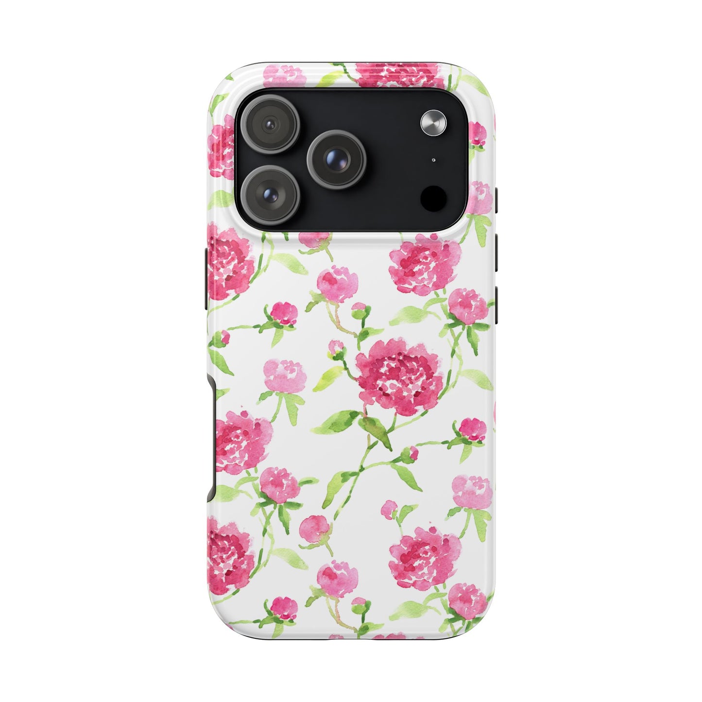 Floral Pink Peony Tough Phone Case — Protective Botanical Phone Cover