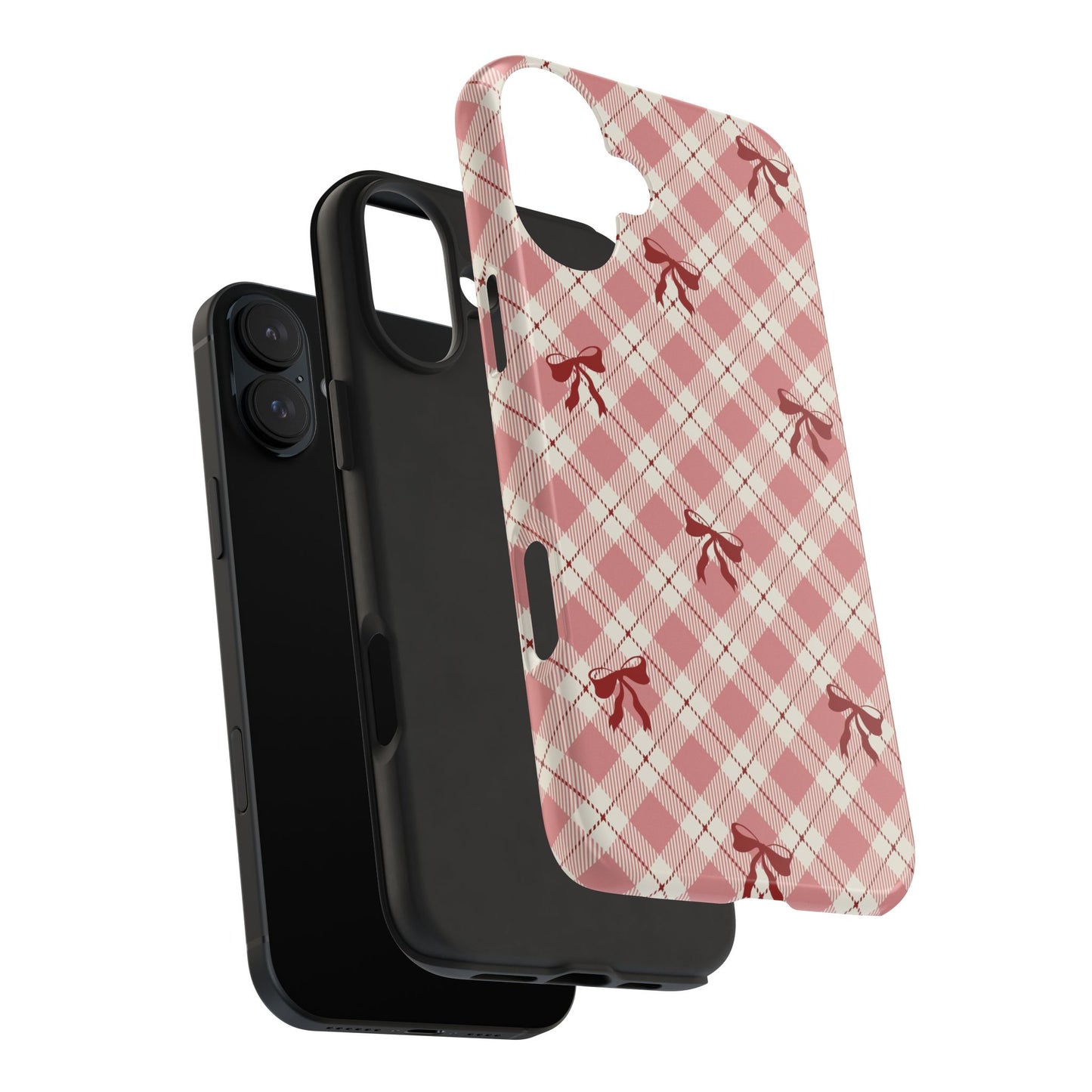 Plaid Bow Tough Phone Case — Pink Vintage Plaid Phone Cover