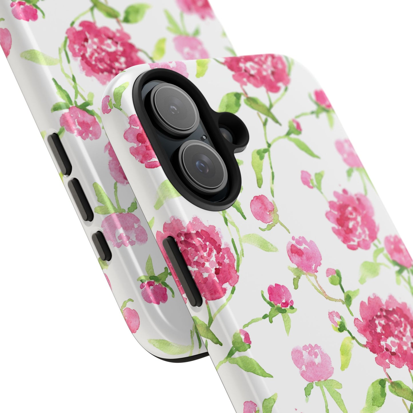 Floral Pink Peony Tough Phone Case — Protective Botanical Phone Cover