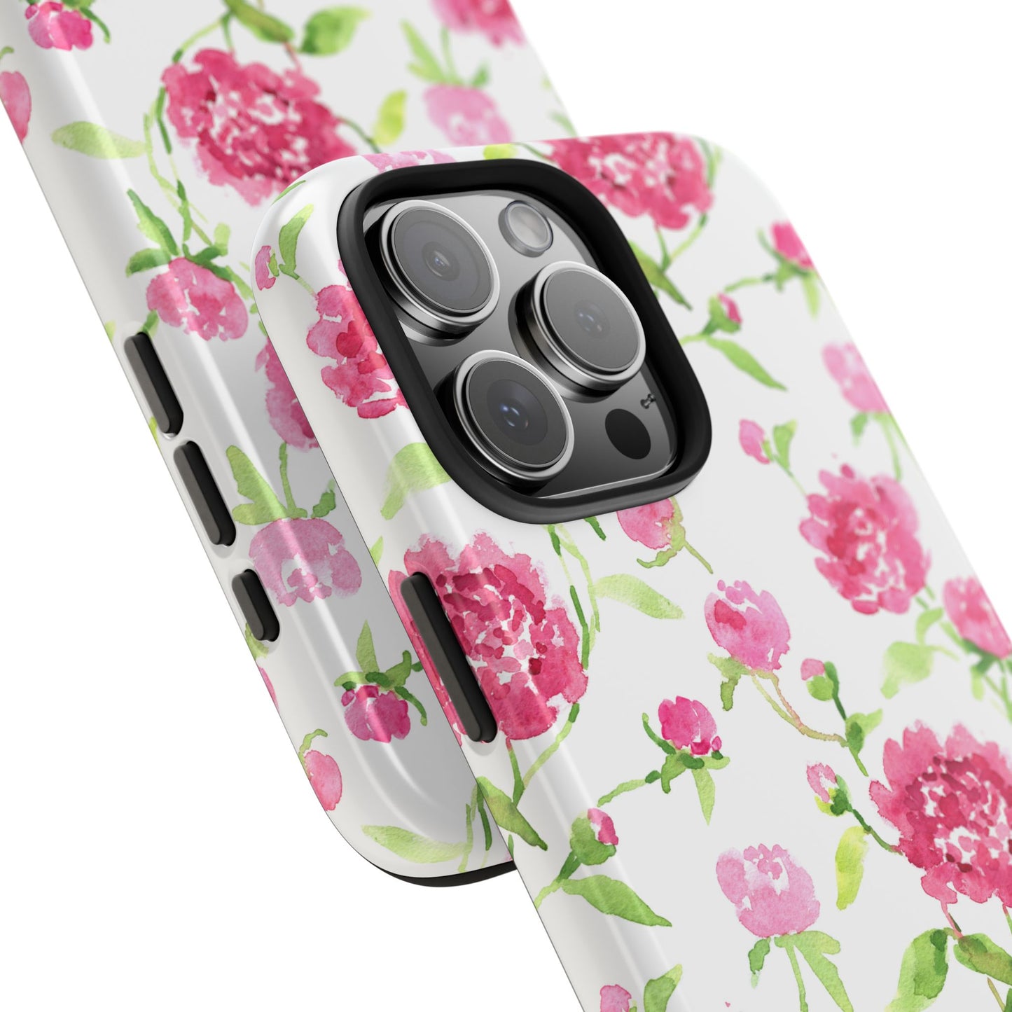 Floral Pink Peony Tough Phone Case — Protective Botanical Phone Cover