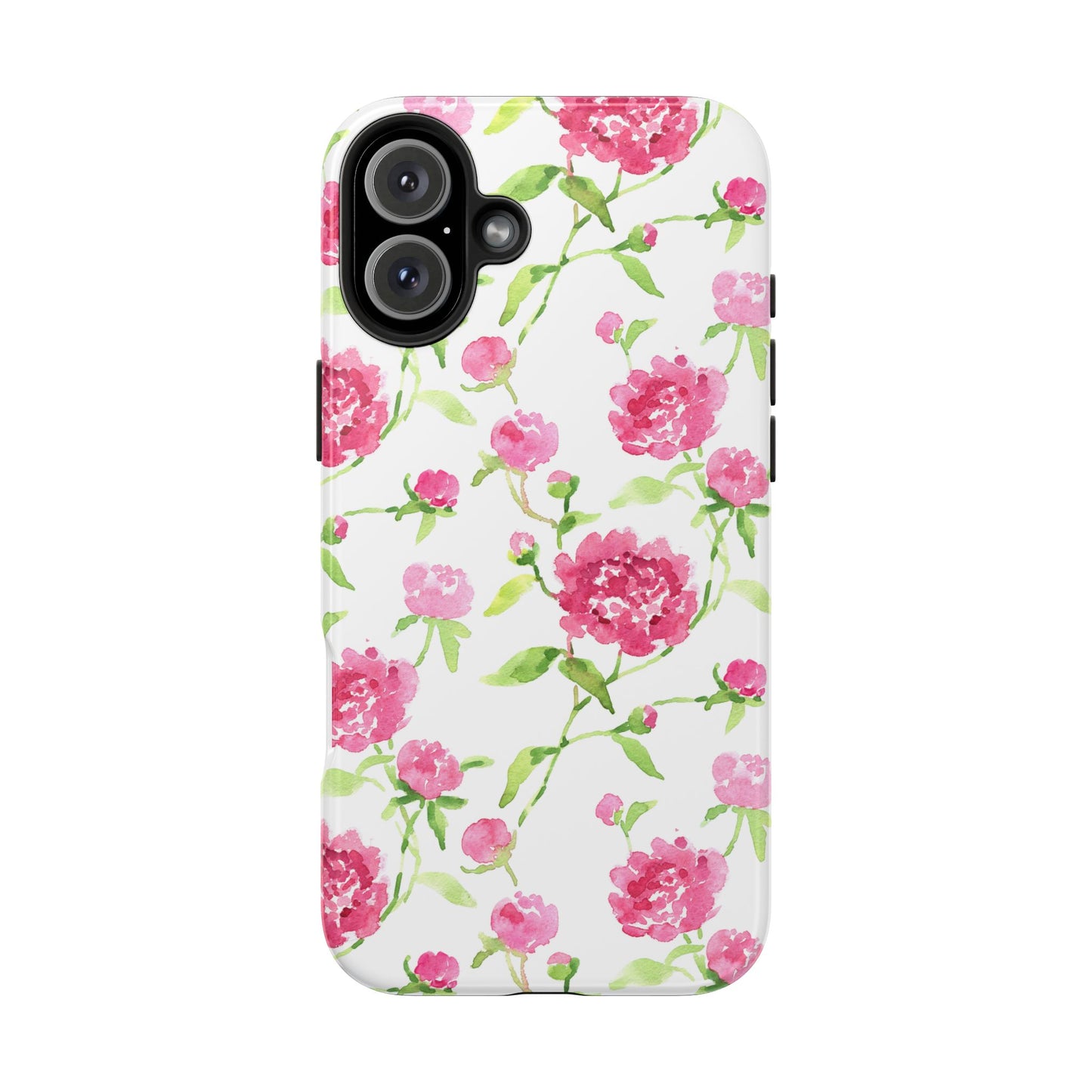 Floral Pink Peony Tough Phone Case — Protective Botanical Phone Cover