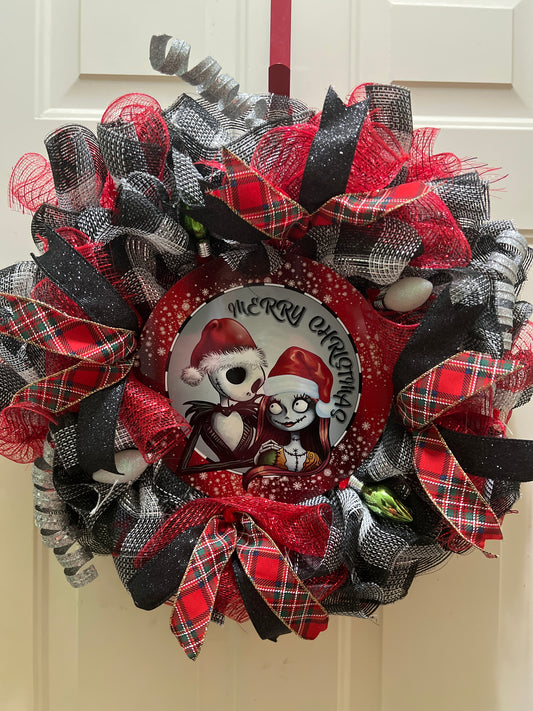 Jack & Sally Christmas wreath