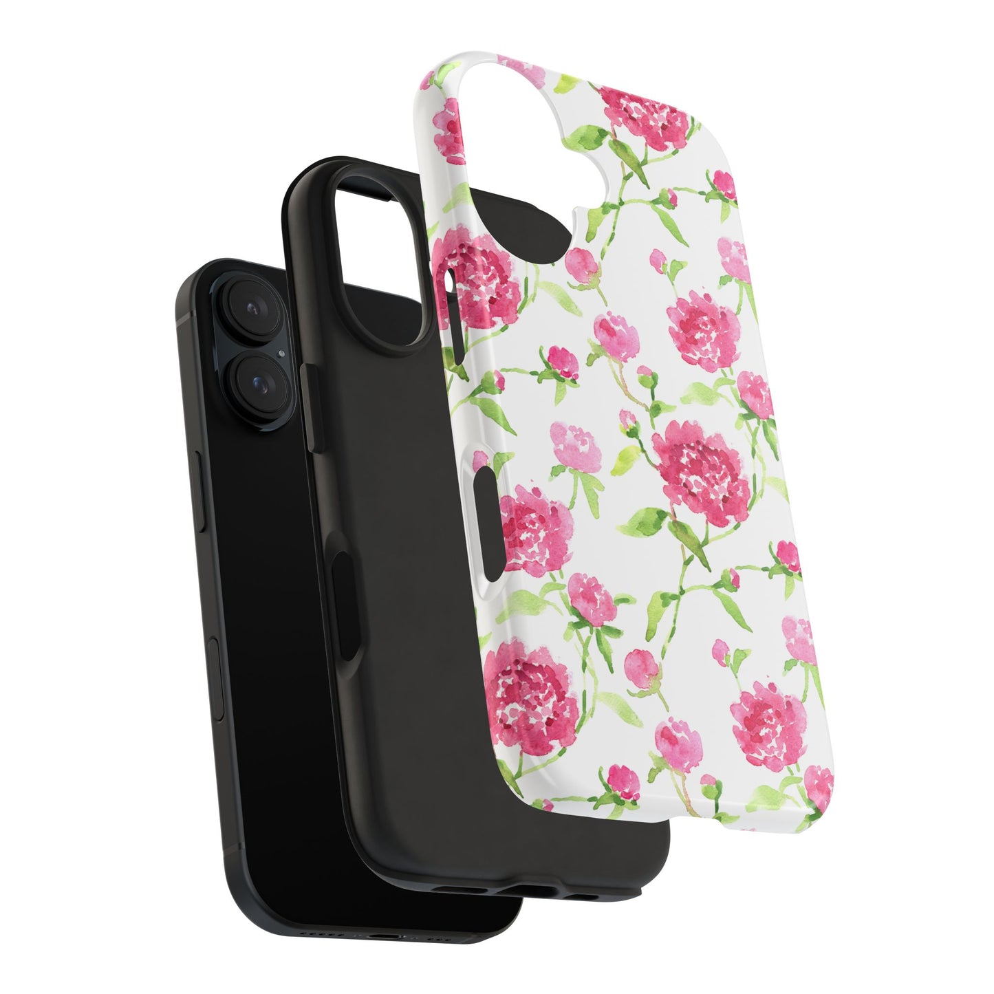 Floral Pink Peony Tough Phone Case — Protective Botanical Phone Cover