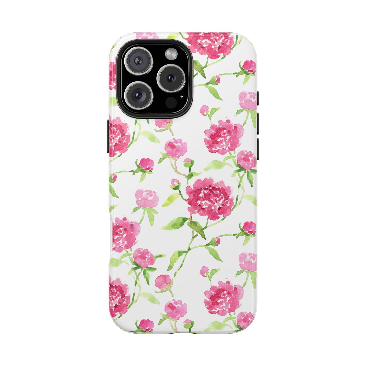 Floral Pink Peony Tough Phone Case — Protective Botanical Phone Cover
