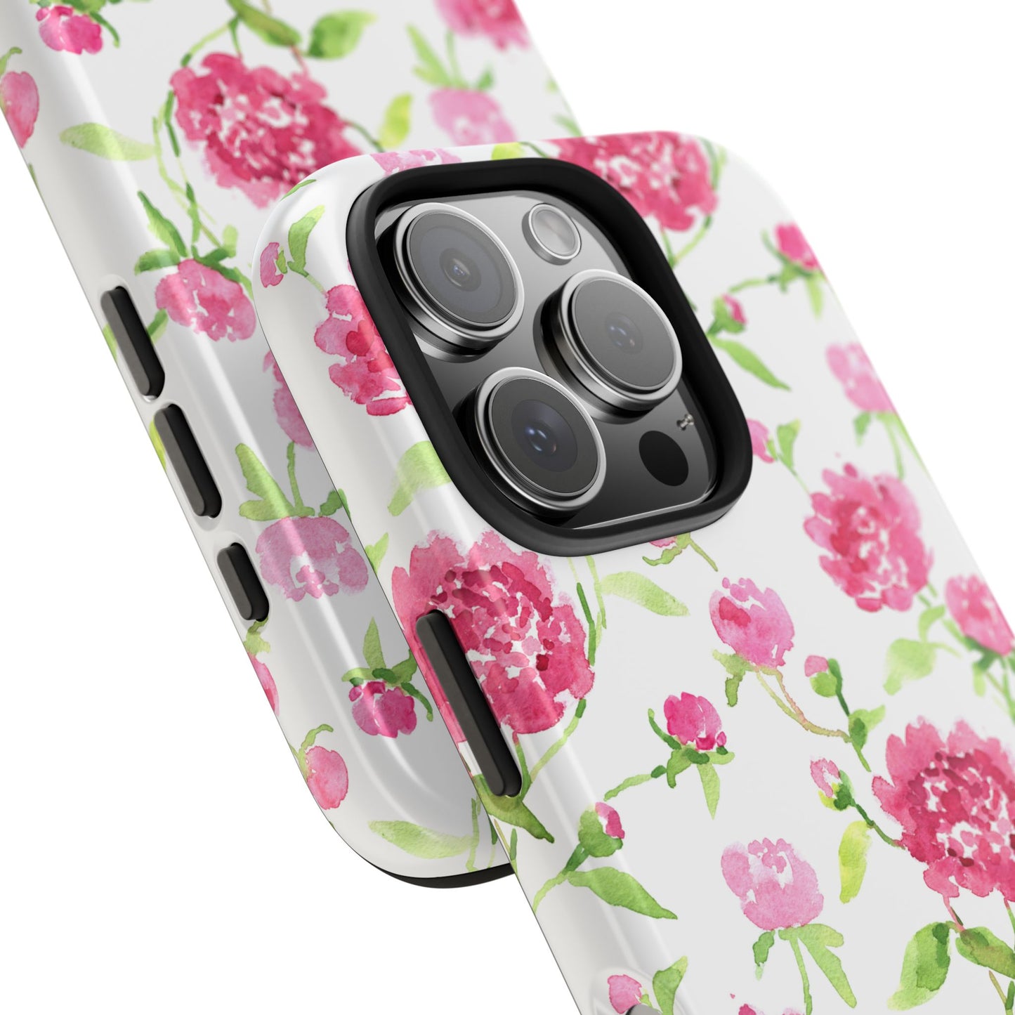 Floral Pink Peony Tough Phone Case — Protective Botanical Phone Cover