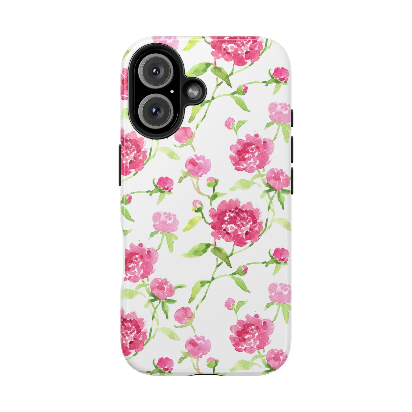 Floral Pink Peony Tough Phone Case — Protective Botanical Phone Cover