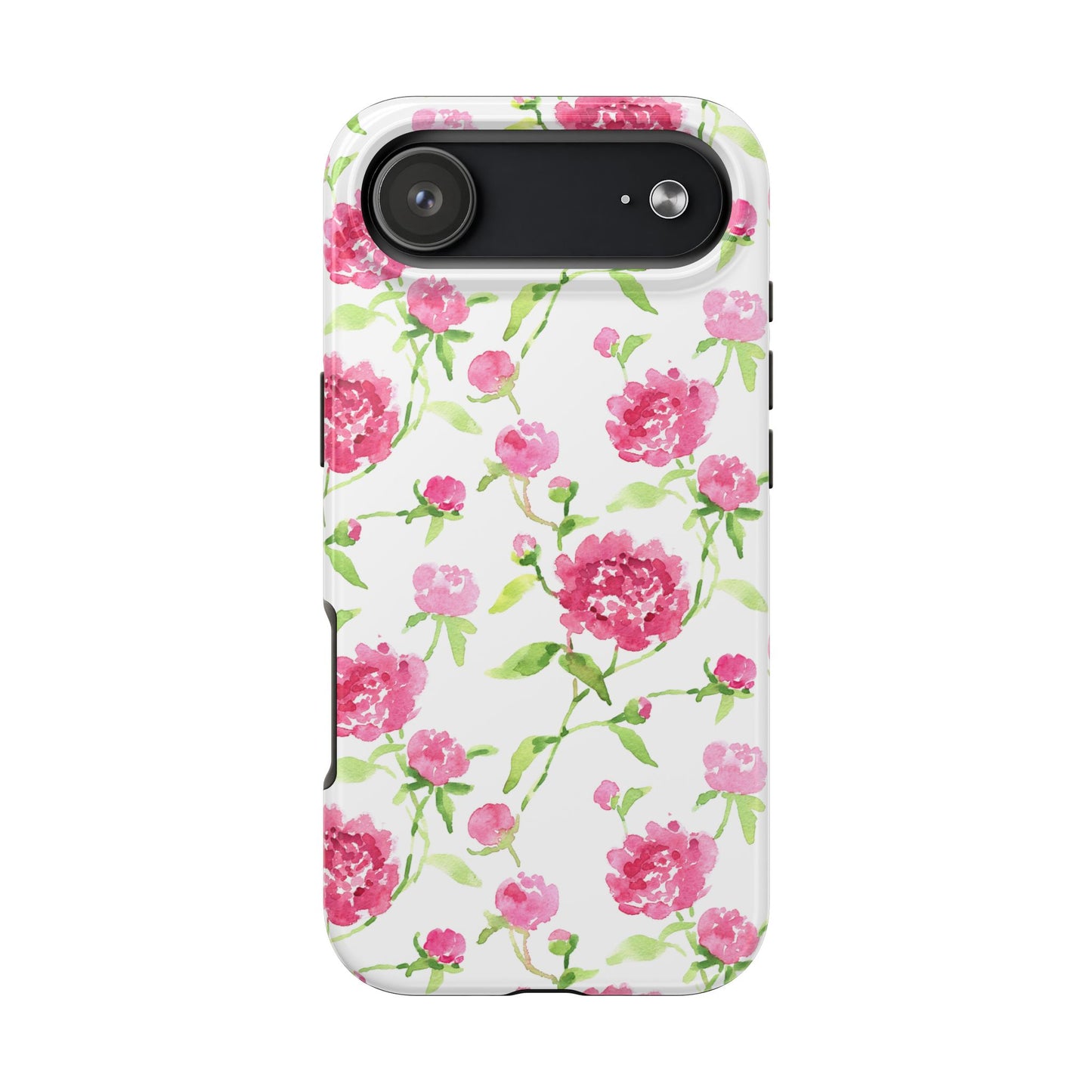 Floral Pink Peony Tough Phone Case — Protective Botanical Phone Cover